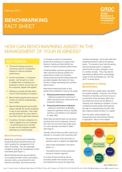 Benchmarking fact sheet cover