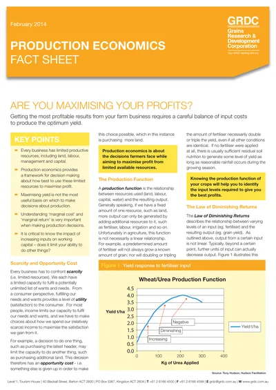 Production Economics fact sheet cover